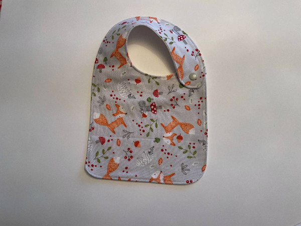 Baby Bibs / BI-B-23: Orange Fox (Grey) - Square