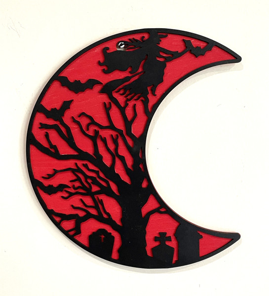 Wall Art - Halloween / SH-HWA-63: Graveyard Moon (Black / Red)