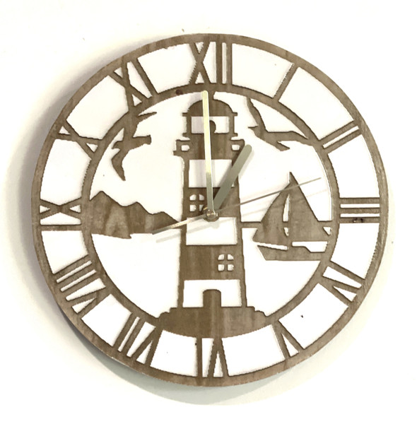 Clocks - Newfoundland Motifs / HD-CN-26: Lighthouse Clock (White)