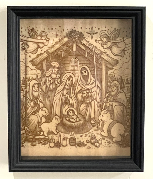 Wall Art - Words of Wisdom / HD-WAWI-100: Engraved Image: Nativity - Shadow Box