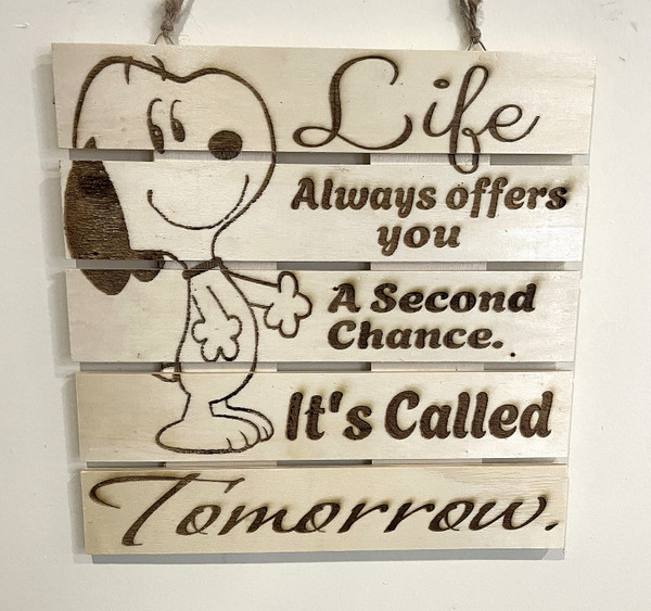 Wall Art - Words of Wisdom / HD-WAWI-1714: Life comes Tomorrow (Natural) - Laser Engraved Panel