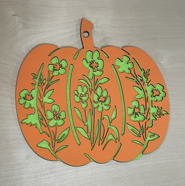 Wall Art - Halloween / SH-HWA-31: Flowered Pumpkin (Orange)