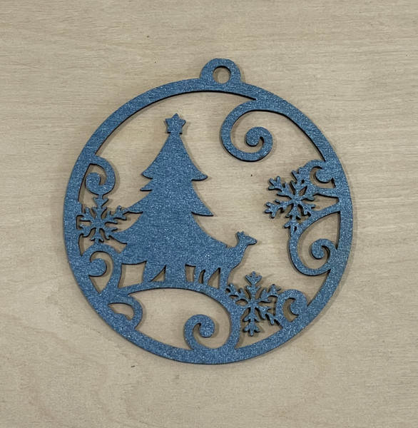 Christmas Tree Decorations / SH-CTD-42: Reindeer in the Trees (Blue)