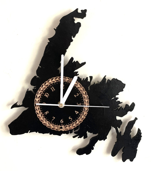 Clocks - Newfoundland Motifs / HD-CN-10: Newfoundland Island Clock (Black)