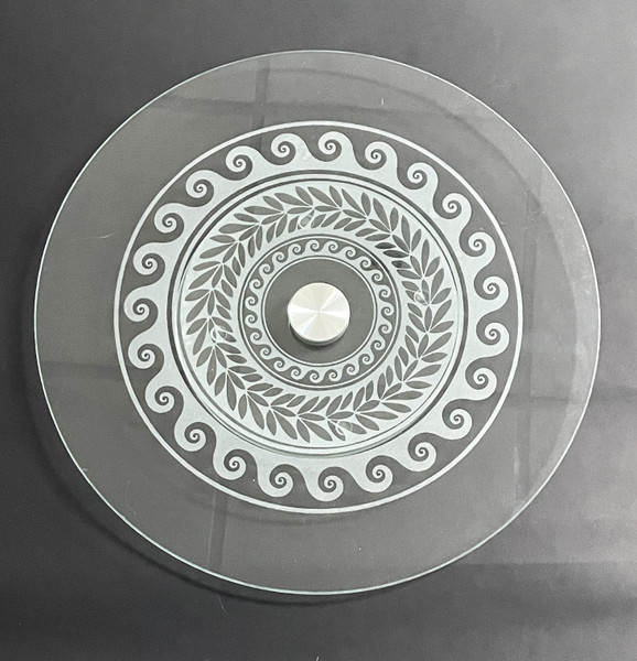 Wall Art - Words of Wisdom / HD-WAWI-3026: Glass Lazy Susan - Waves Geometric Design - 1/4" Tempered Glass