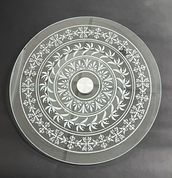 Wall Art - Words of Wisdom / HD-WAWI-3035: Glass Lazy Susan - Leaf Design - 1/4" Tempered Glass