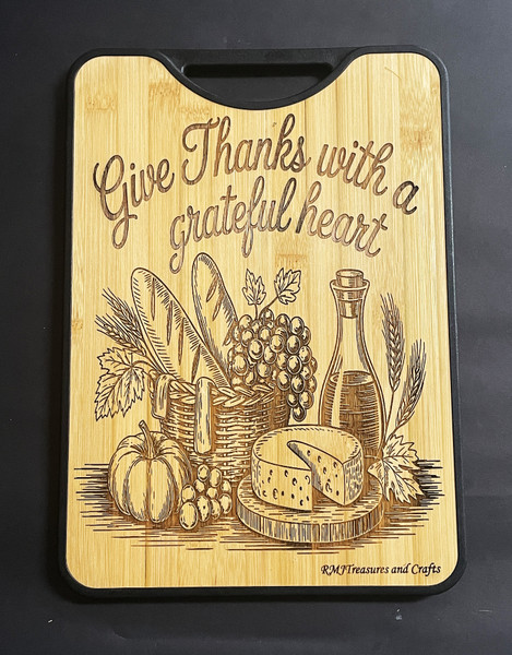 Wall Art - Words of Wisdom / HD-WAWI-9022: Give Thanks with a Grateful Heart (Natural) - 2 Sided - Cutting Board Panel