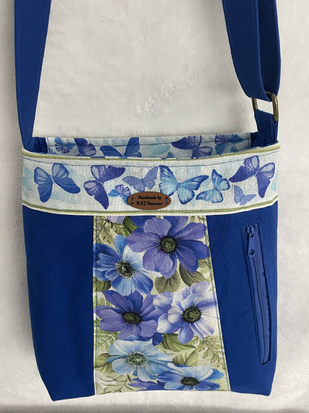 Cross Body Bags / HB-CB-21: Butterflies (Blue Flowers)