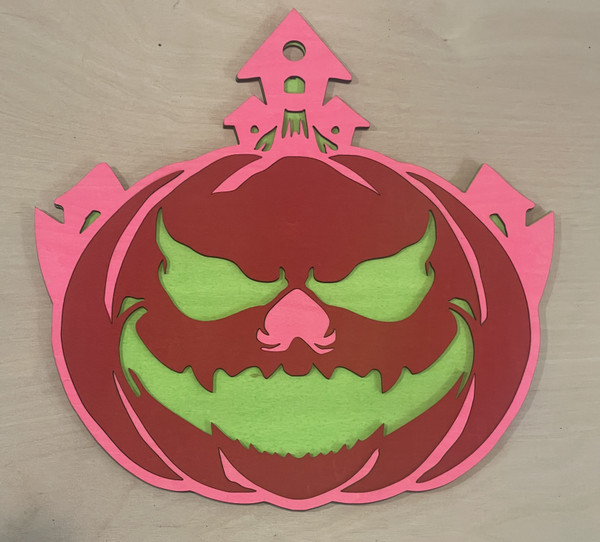 Wall Art - Halloween / SH-HWA-55: Scary Pumpkin (Red / Pink)