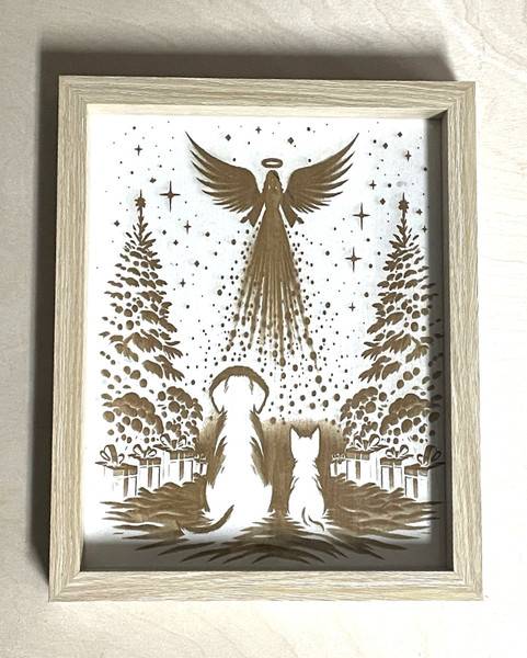 Wall Art - Words of Wisdom / HD-WAWI-350: Engraved Image: Christmas Buddies - 8 x 10 Laser Engraved Picture with Black Frame