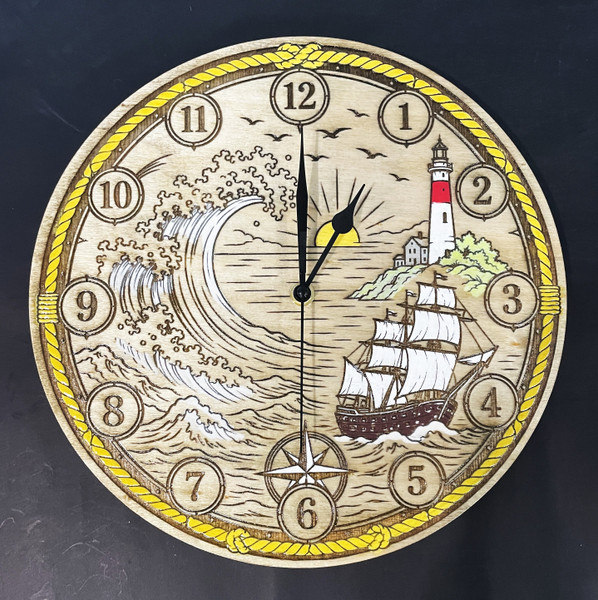 Wall Art - Words of Wisdom / HD-WAWI-9300: Boat and Lighthouse Scene - Clock