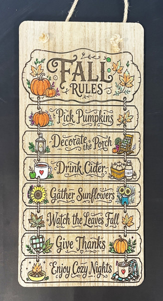 Wall Art - Words of Wisdom / HD-WAWI-9304: Fall Rules (Natural) - Laser Engraved Panel
