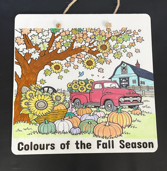 Wall Art - Words of Wisdom / HD-WAWI-9309: Fall Season Truck Scene (Natural) - Laser Engraved Panel