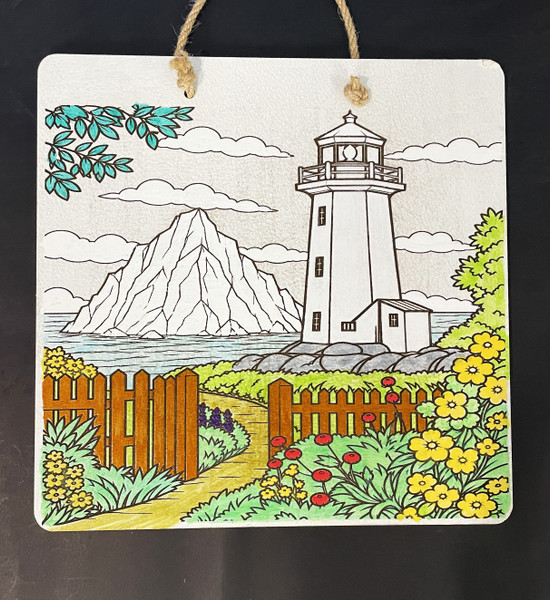 Wall Art - Words of Wisdom / HD-WAWI-9329: Lighthouse and Iceberg Scene (Natural) - Laser Engraved Panel