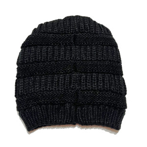 Adult Satin-Lined Knit Beanie Hat - Black Adult Satin-Lined Knit Beanie Hat - Black