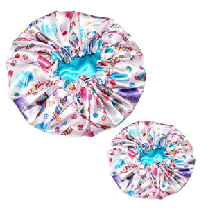 Mommy and Me Adjustable Reversible Satin Bonnet - Sugar Shop (Choose up to 3 bonnets) Mommy and Me Adjustable Reversible Satin Bonnet - Sugar Shop (Choose up to 3 bonnets)