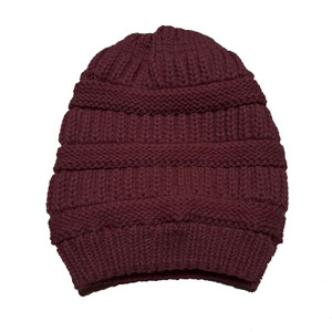 Adult Satin-Lined Knit Beanie Hat - Cranberry Adult Satin-Lined Knit Beanie Hat - Cranberry