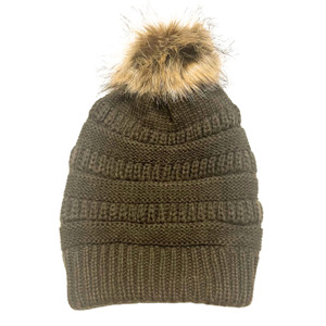 Adult Satin-Lined Pom Hat - Hunter Green Adult Satin-Lined Pom Hat - Hunter Green