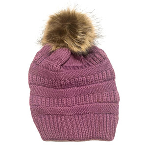 Adult Satin-Lined Pom Hat - Purple Adult Satin-Lined Pom Hat - Purple