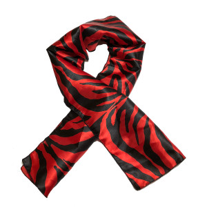 Red Bottom Edge Laying Rectangular Satin Scarf Red Bottom Edge Laying Rectangular Satin Scarf