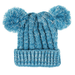 Toddler Bobble Knit Satin Lined Winter Hat - Aqua Toddler Bobble Knit Satin Lined Winter Hat - Aqua
