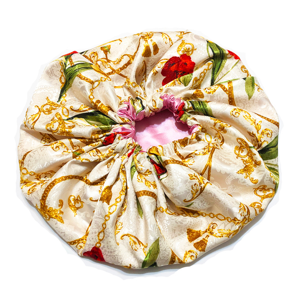 White Gold Link Reversible Satin Bonnet - The Natural Hair Shop