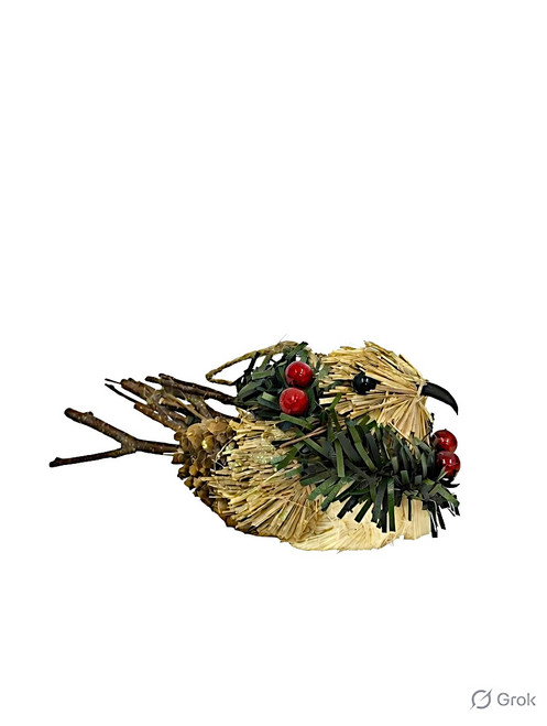 Robin with Wreath - Christmas Tree Ornament 14cm