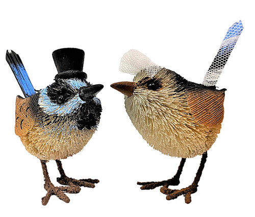 Wedding - Blue Wren Bride and Groom 15cm Novelty