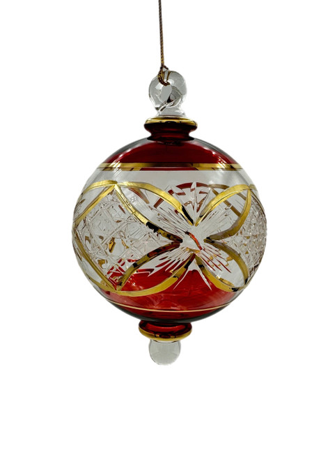Crystal Bloom Glass Ball Ornament - Luster Green - 15cm