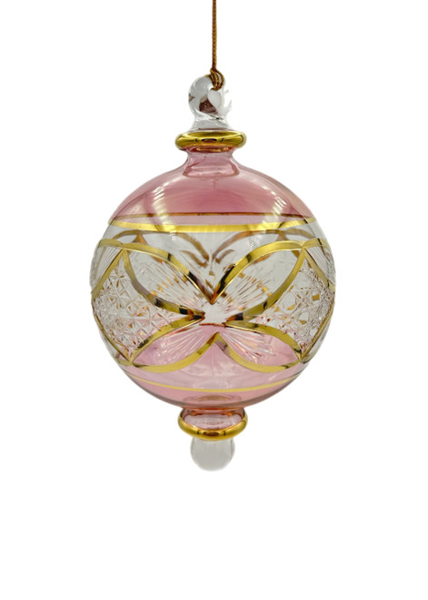 Crystal Bloom Glass Ball Ornament - Luster Pink - 15cm