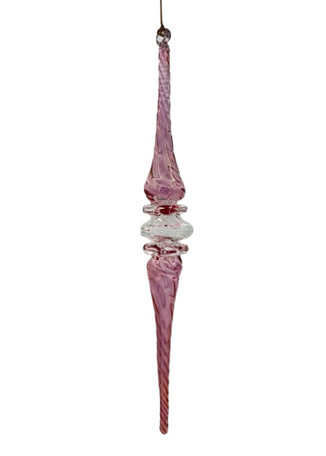 Twilight Icicle Glass Ornament - Luster Pink - 18cm
