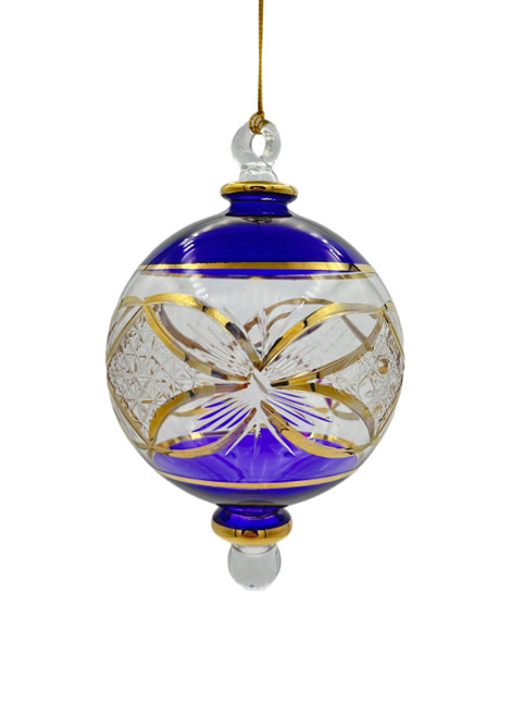 Crystal Bloom Glass Ball Ornament - Deep Organic Purple - 15cm
