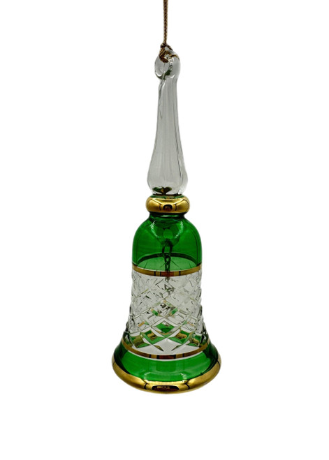 Celestial Chime Glass Bell Ornament - Christmas Green - 14cm