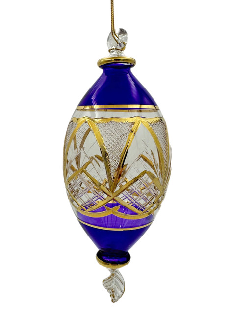 Imperial Weave Glass Finial Ornament - Deep Organic Purple - 18cm
