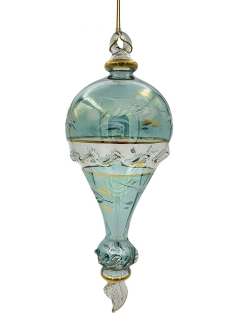 Golden Garland Glass Ornament - Luster Blue - 15cm