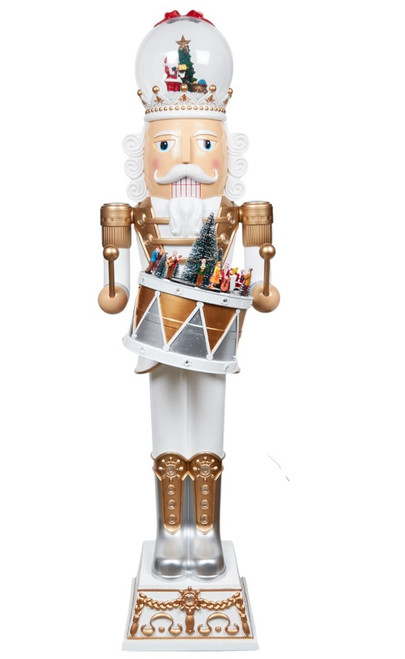 Nutcracker -GOLD DRUMMER  WITH SNOW AND GLASS DOME 120CM