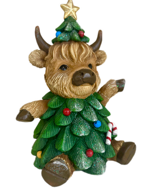 Christmas Decoration - HIGHLAND COW ARMS UP 20CM