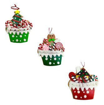 Christmas Ornament - CUPCAKE (3 Asst) -  10CM
