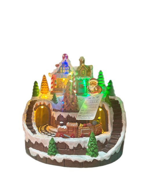 Light Up Village - WITH TRAIN AND GINGERBREAD HOUSE LIGHTS AND SOUND 21.5CM