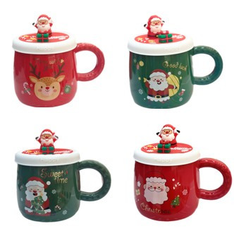 Christmas Mug - WITH CHRISTMAS PICS with Lid (4 Asst)