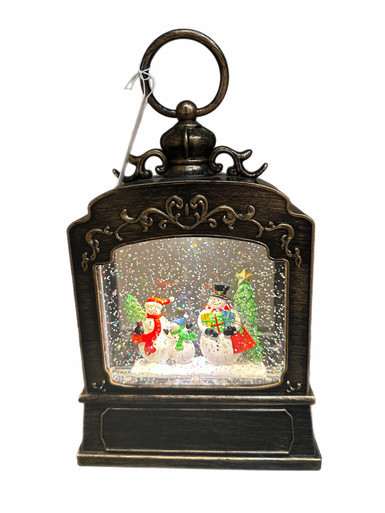 Lantern - Snowman Scene with Lights, Music & Movement 23cm