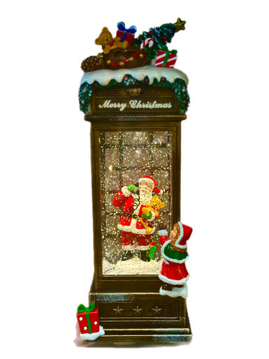 Lantern - Santa w/ Teddy, Little Girl & Presents 27cm