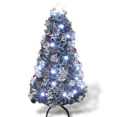 Fibre Optic Christmas Tree - with Pinecones mixed leaf - 120cm
