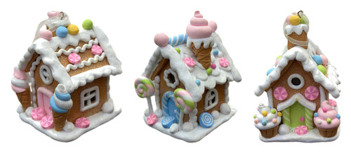 Christmas Ornament - Gingerbread House - Cupcake, Icecream & Lollipop (set of 3 Asst) - 10cm