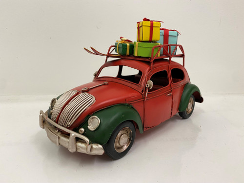 CHRISTMAS CAR - RUSTY RED AND GREEN VW BEETLE - LARGE Christmas Decoration