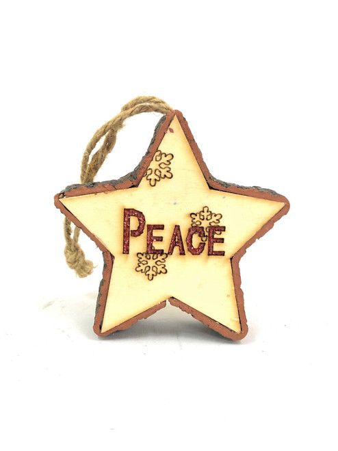 Christmas Tree Ornament with Rotating Coloured Lights - PEACE