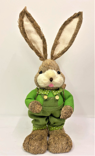 65cm BRISTLESTRAW RABBIT EASTER BUNNY WITH BACK PACK BASKET GREEN MALE