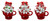 Christmas Ornament - Tea Pot Green & Red Gumdrops & Candy Canes (set of 3 Asst) - 13cm