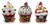 Christmas Ornament - Cupcake with Candy Cane, Gumdrops & Sprinkles (set of 3 Asst) - 13cm