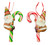 Christmas Ornament - Santa on Green and Red Candy Cane (set of 2 Asst)  - 15cm